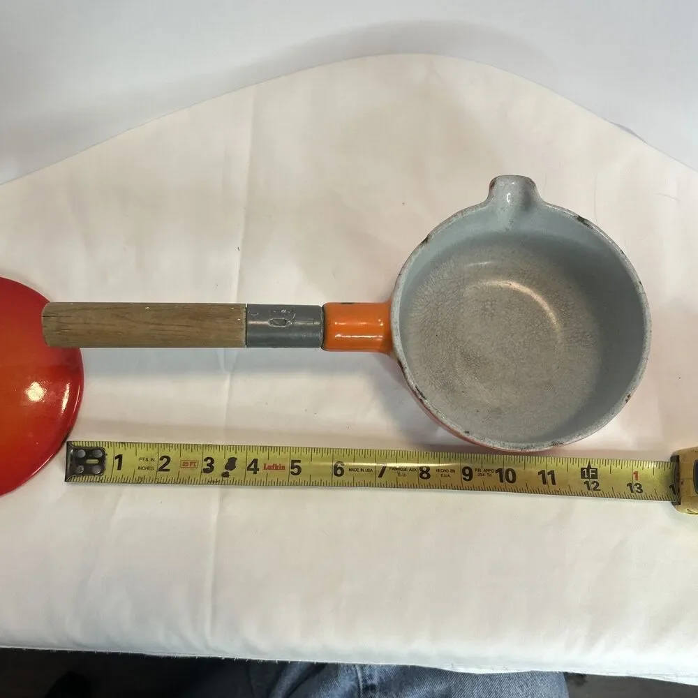 Vintage 60s DESCOWARE Butter Warmer Pot Flame Orange with SPOUT and LID